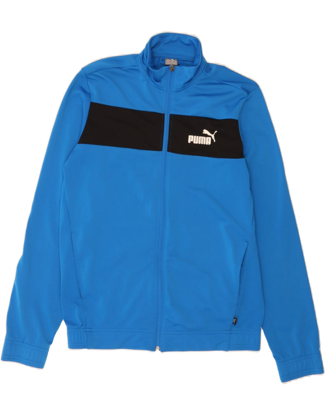 PUMA Boys Tracksuit Top Jacket 15-16 Years Blue Colourblock Polyester Vintage Puma and Second-Hand Puma from Messina Hembry 