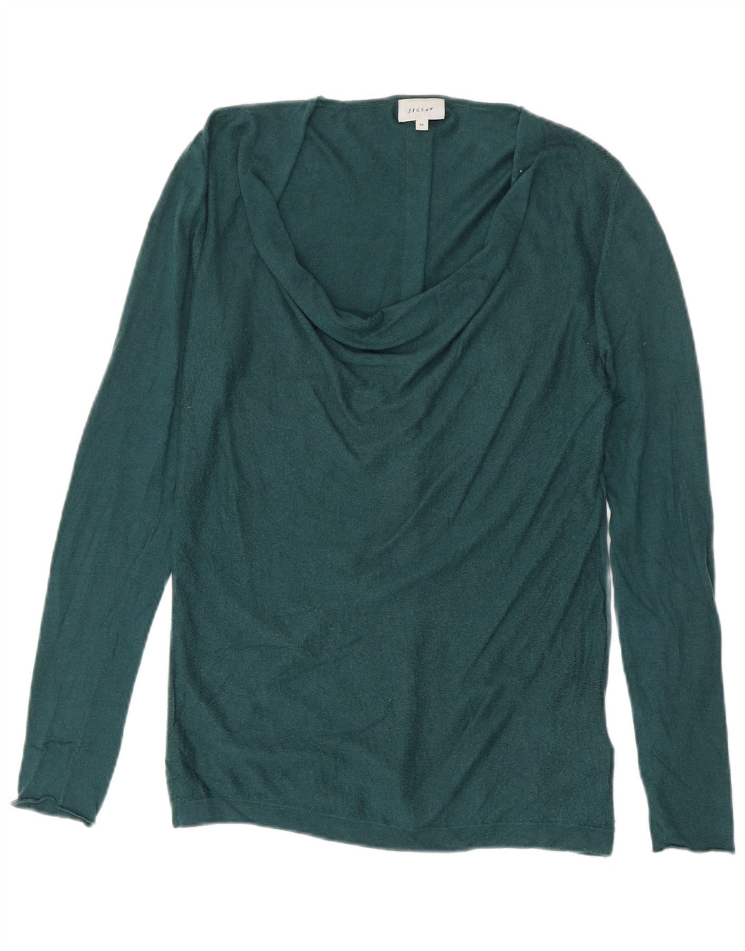 JIGSAW Womens Boat Neck Jumper Sweater UK 12 Medium Green Polyamide