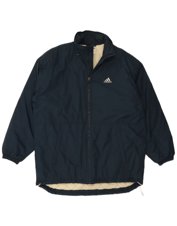 Adidas Mens Padded Jacket UK 38/40 Medium Navy Blue Nylon