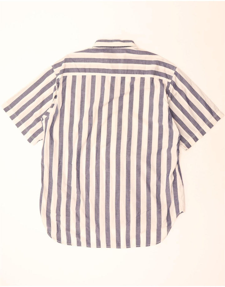 BENETTON Mens Short Sleeve Shirt Large Navy Blue Striped