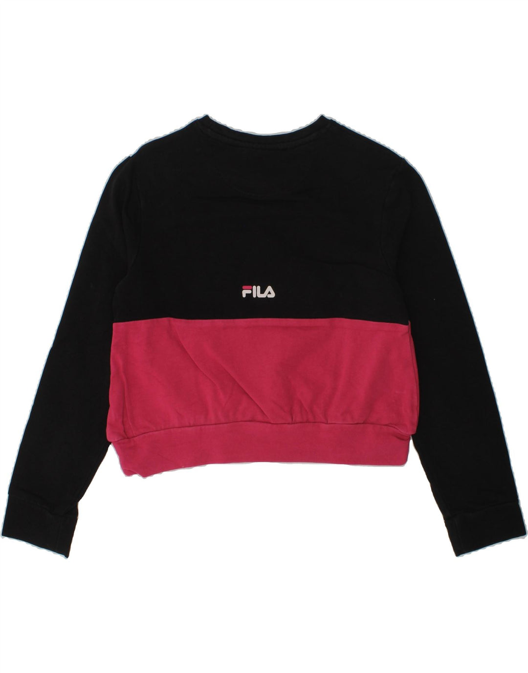 FILA Girls Graphic Sweatshirt Jumper 7-8 Years Black Colourblock Cotton | Vintage Fila | Thrift | Second-Hand Fila | Used Clothing | Messina Hembry 