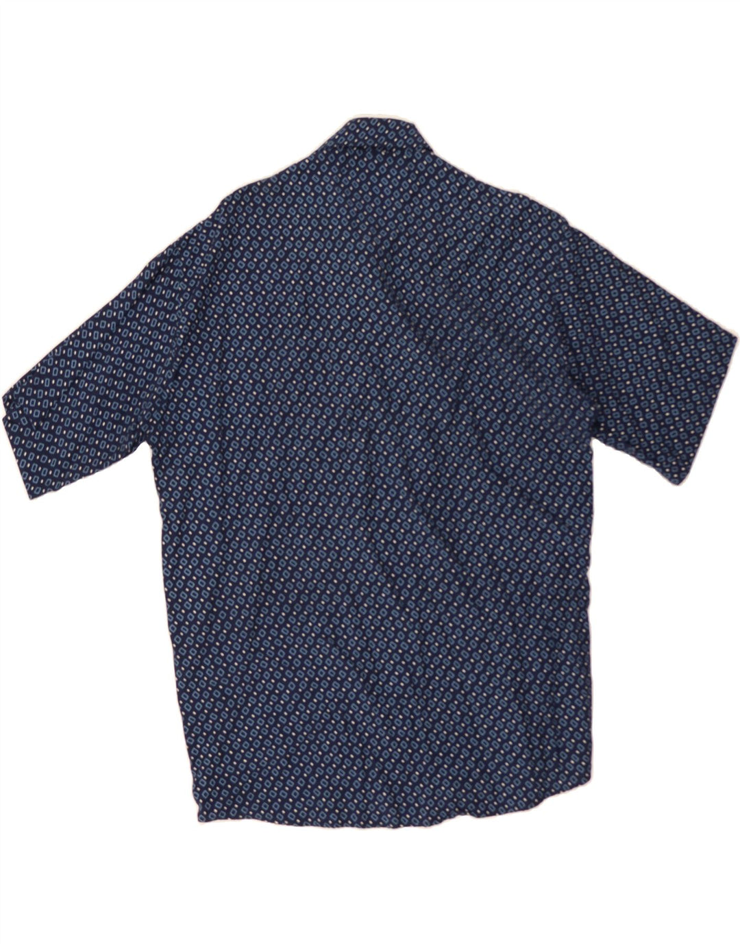 KANTAROS Mens Abstract Pattern Short Sleeve Shirt Medium Navy Blue Viscose Vintage Kantaros and Second-Hand Kantaros from Messina Hembry 