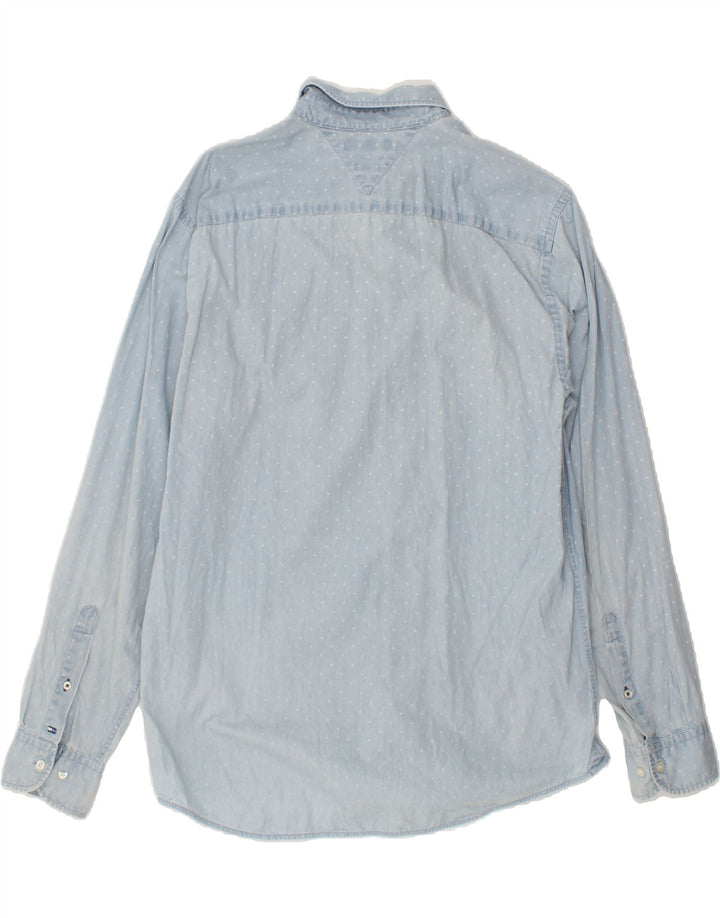 TOMMY HILFIGER Mens Abstract Pattern Shirt XL Blue Cotton Vintage Tommy Hilfiger and Second-Hand Tommy Hilfiger from Messina Hembry 