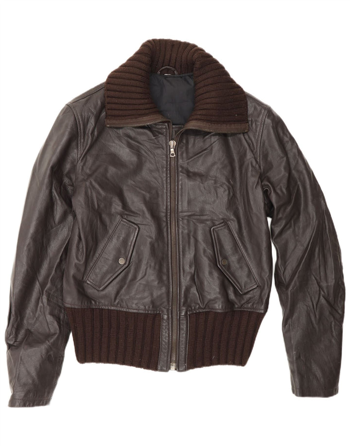 Gazzarrini Mens Leather Bomber Jacket IT 50Large Black Leather