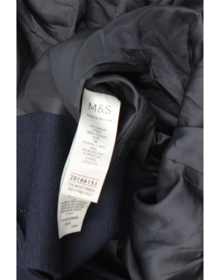 Marks & Spencer Mens 2 Button Blazer Jacket UK 48 2XL Navy Blue Polyamide