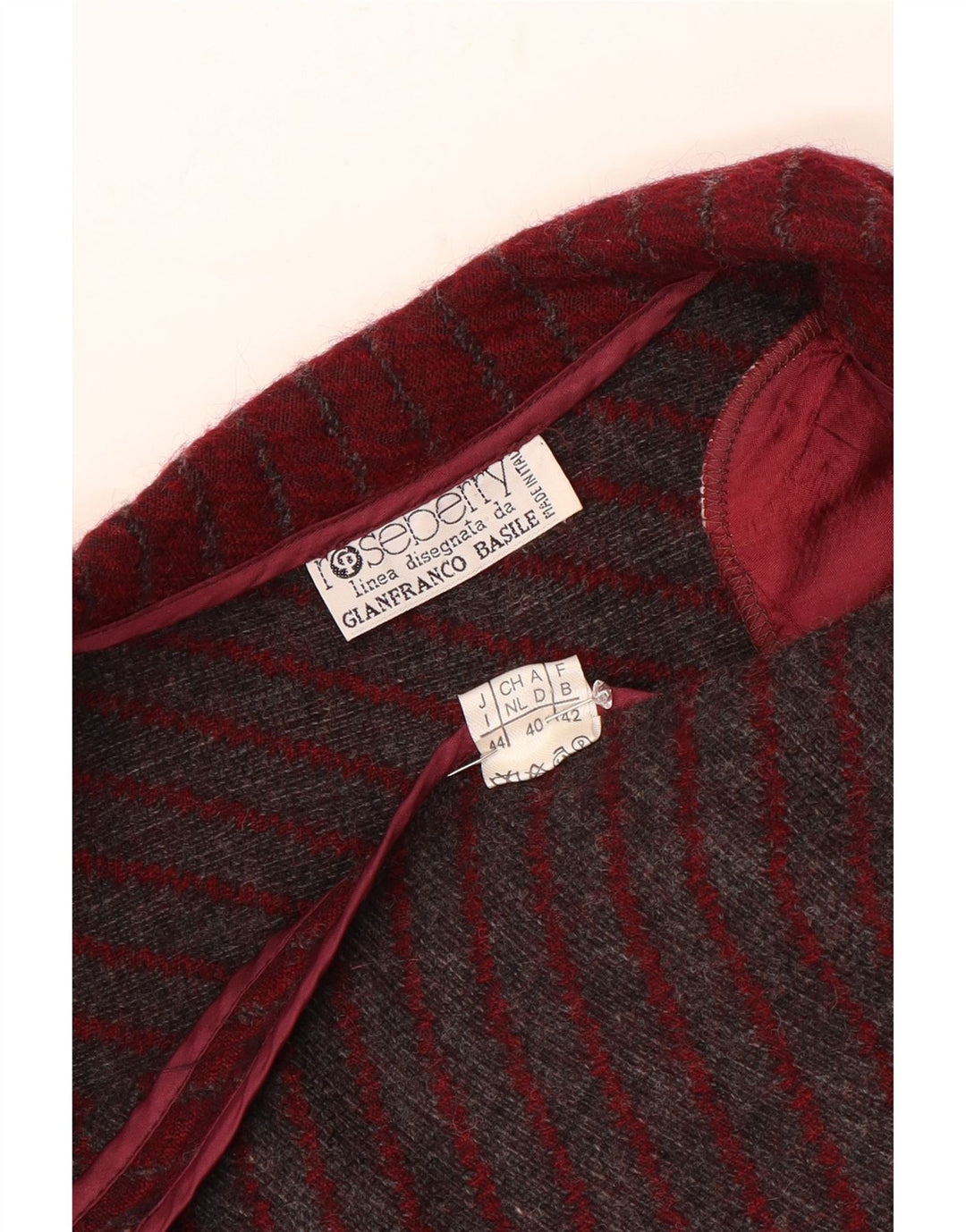 Vintage Womens Crop 1 Button Blazer Jacket IT 44 Medium Burgundy Striped