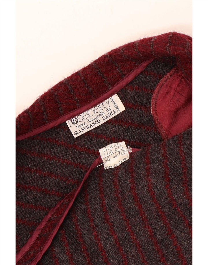 Vintage Womens Crop 1 Button Blazer Jacket IT 44 Medium Burgundy Striped