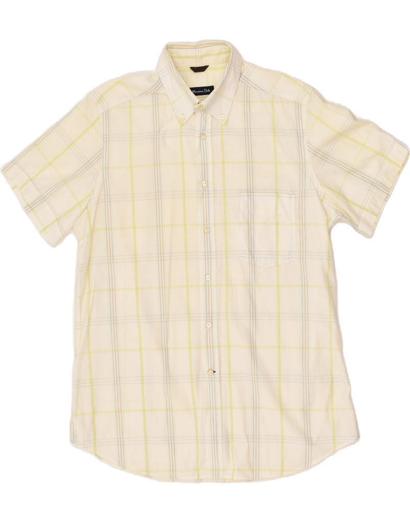 MASSIMO DUTTI Mens Short Sleeve Shirt Large Yellow Check Cotton | Vintage Massimo Dutti | Thrift | Second-Hand Massimo Dutti | Used Clothing | Messina Hembry 