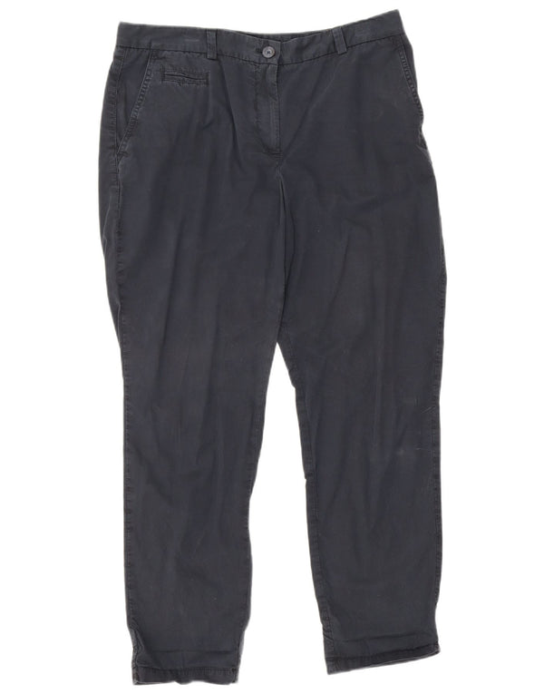 Marks & Spencer Womens Chino Trousers UK 12 Medium W32 L26 Navy Blue