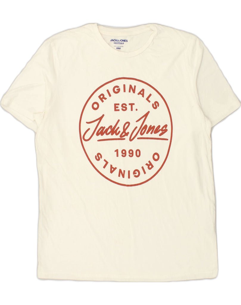 JACK & JONES Mens Slim Fit Graphic T-Shirt Top 2XL White Cotton | Vintage Jack & Jones | Thrift | Second-Hand Jack & Jones | Used Clothing | Messina Hembry 
