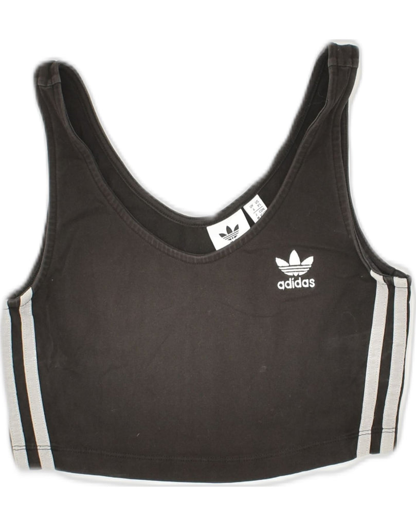 ADIDAS Womens Sport Bra Top UK 6 XS  Black Cotton | Vintage Adidas | Thrift | Second-Hand Adidas | Used Clothing | Messina Hembry 