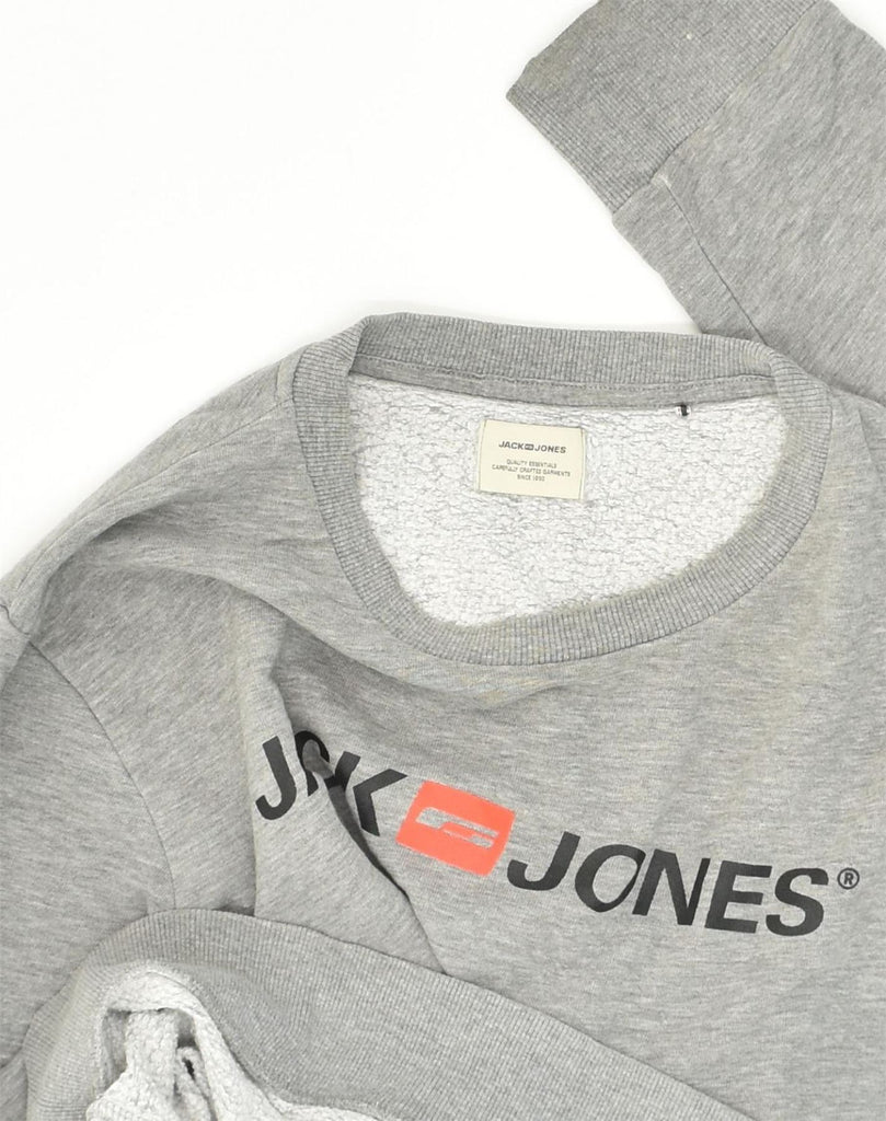 JACK & JONES Mens Graphic Sweatshirt Jumper Medium Grey Cotton | Vintage Jack & Jones | Thrift | Second-Hand Jack & Jones | Used Clothing | Messina Hembry 