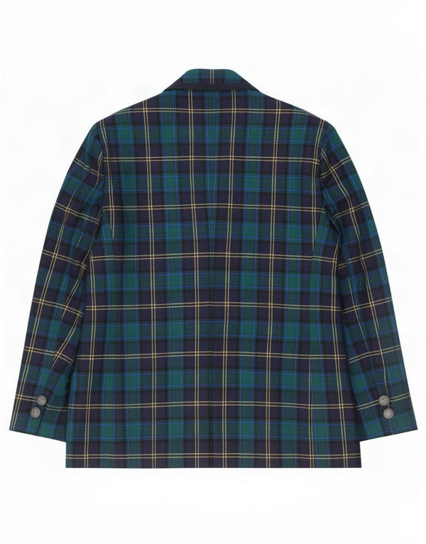 Dominew Womens 3 Button Blazer Jacket IT 50 XL Green Check Virgin Wool