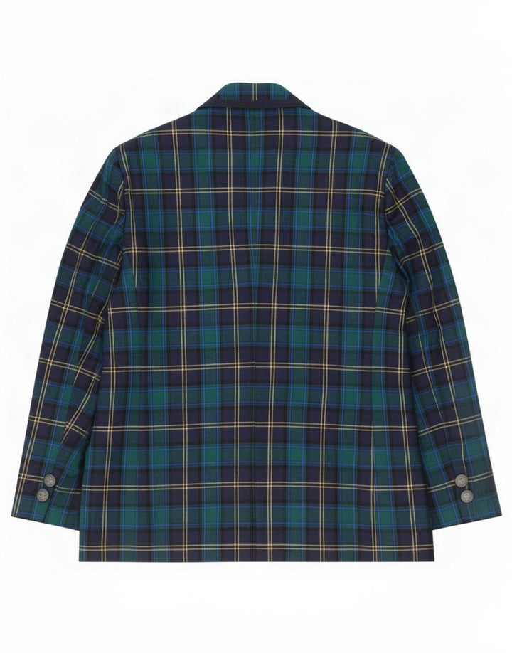 Dominew Womens 3 Button Blazer Jacket IT 50 XL Green Check Virgin Wool