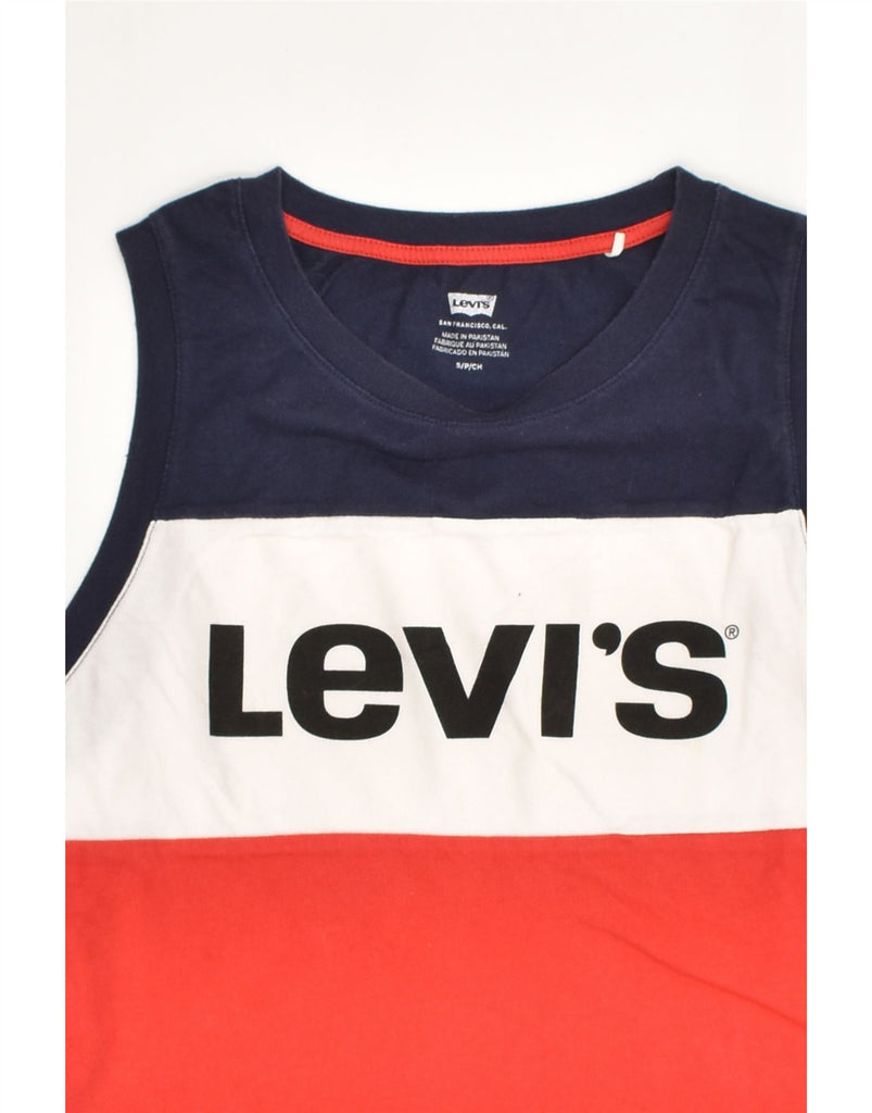 LEVI'S Womens Crop Graphic Vest Top UK 8 Small Multicoloured Colourblock | Vintage Levi's | Thrift | Second-Hand Levi's | Used Clothing | Messina Hembry 