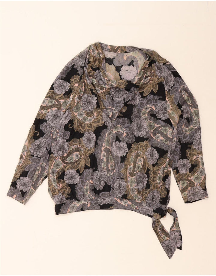 VINTAGE Womens Pullover Long Sleeve Shirt Blouse UK 18 XL Grey Paisley Vintage Vintage and Second-Hand Vintage from Messina Hembry 