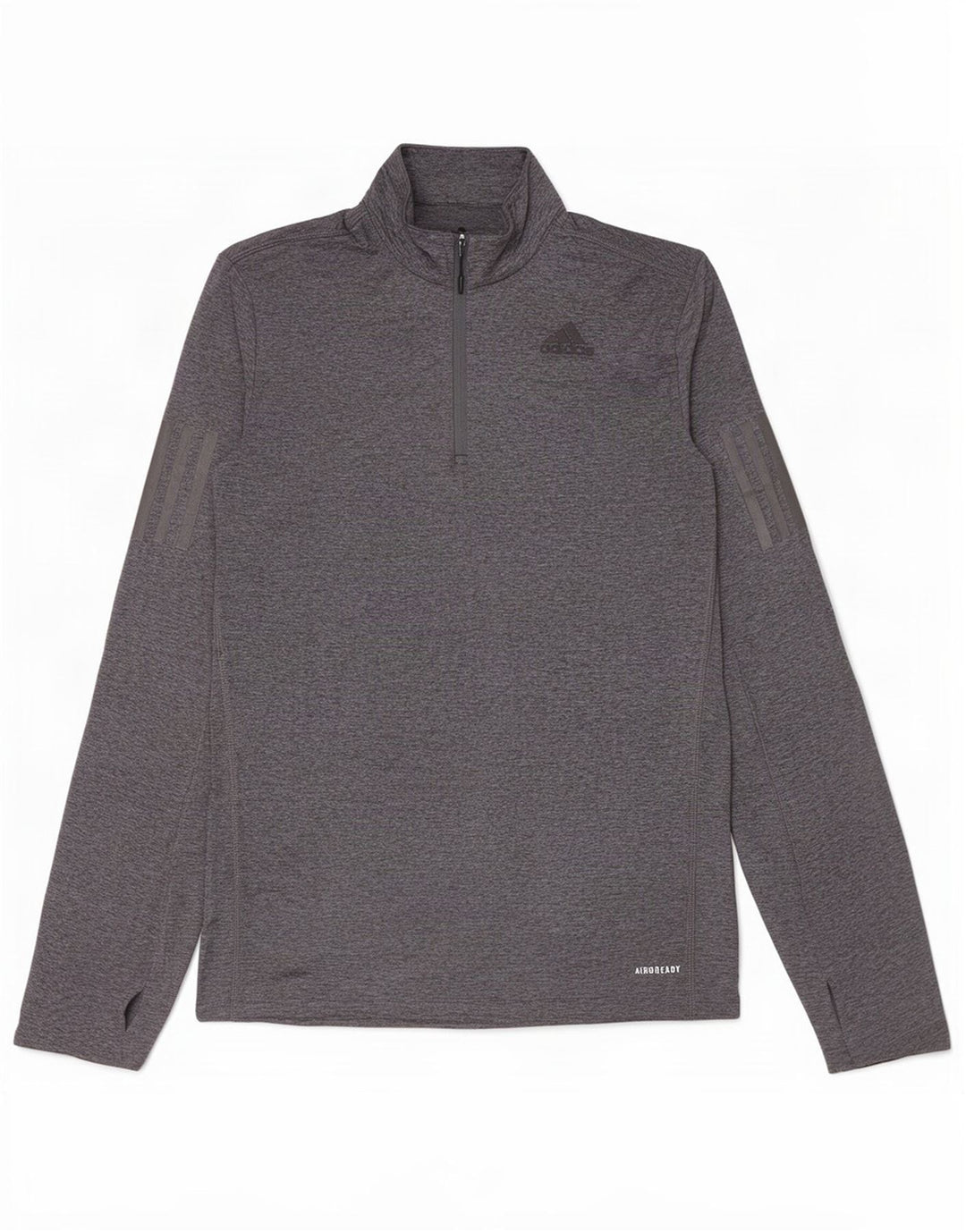 Adidas Mens Aeroready Zip Neck Top Long Sleeve Small Grey Flecked Polyester