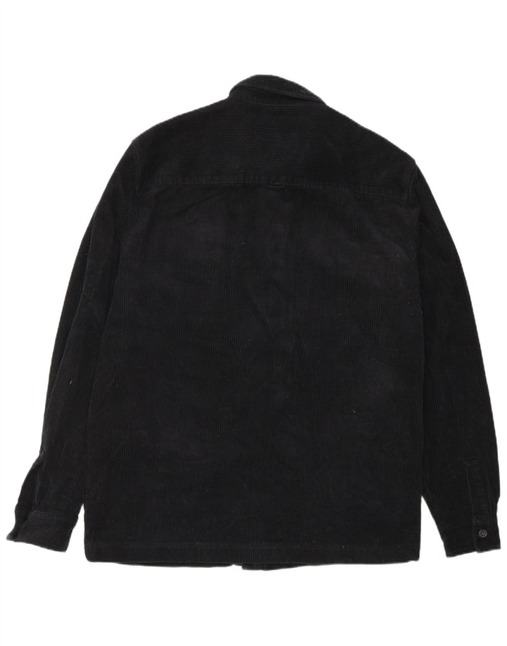 LYLE & SCOTT Mens Corduroy Shirt Medium Black Cotton