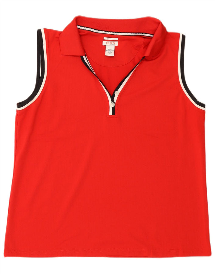 IZOD Womens Sleeveless Polo Shirt UK 18 XL Red Polyester