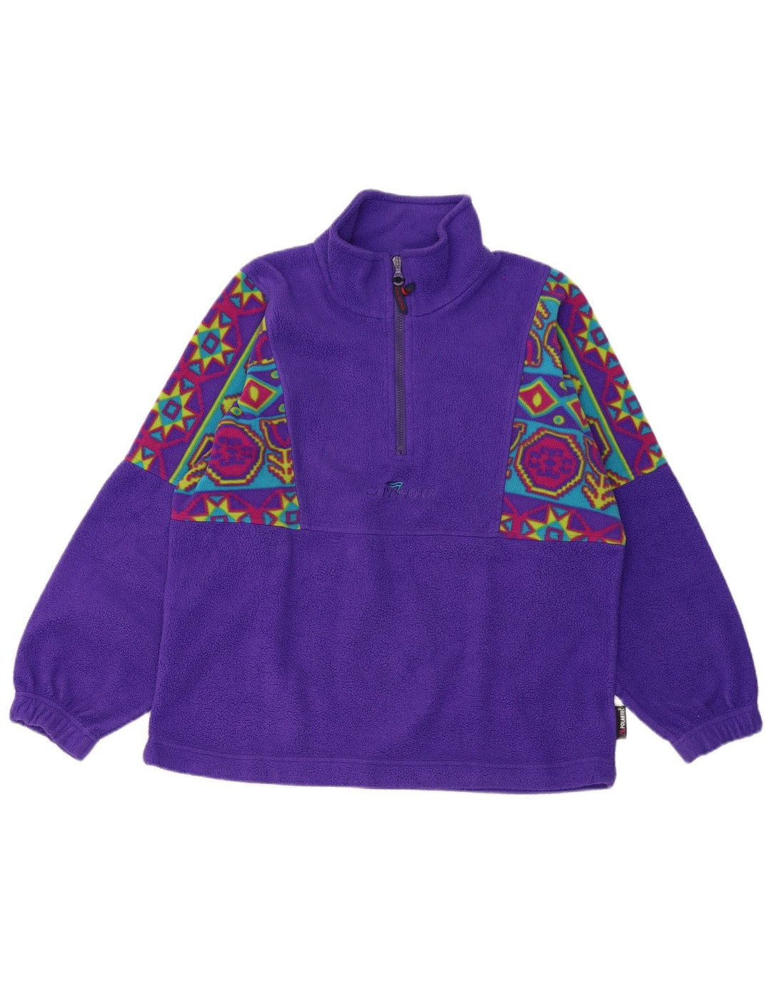 Cape Horn Mens Zip Neck Fleece Jumper Medium Purple Geometric