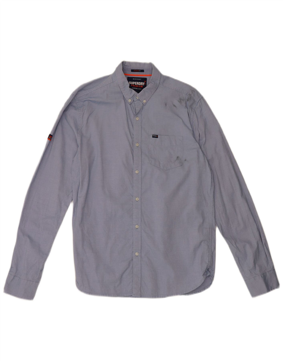 Superdry Mens Regular Fit Shirt Large Blue Pinstripe Cotton