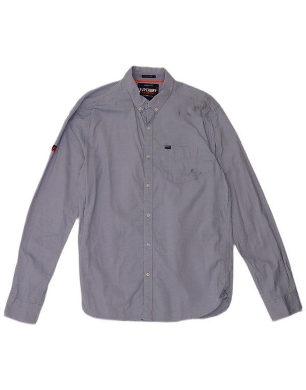 Superdry Mens Regular Fit Shirt Large Blue Pinstripe Cotton