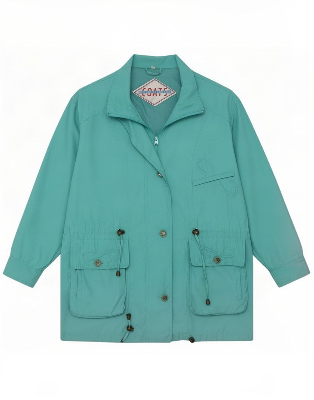 Vintage Womens Oversized Parka Jacket IT 46 Large Turquoise Polyester