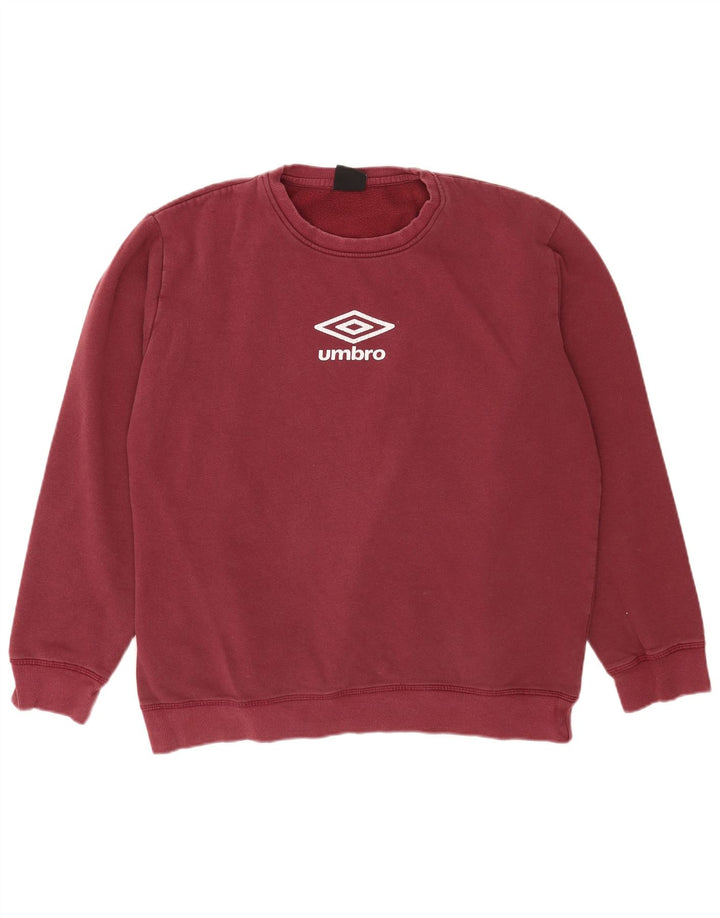 Umbro Mens Graphic Sweatshirt Jumper 2XL Burgundy Cotton