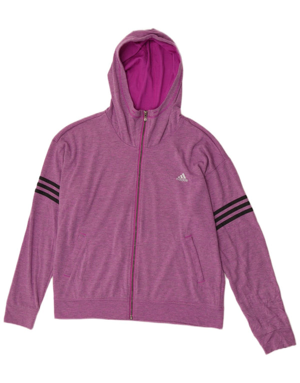Adidas Womens Oversized Zip Hoodie Sweater UK 16/18 Large Purple Polyester