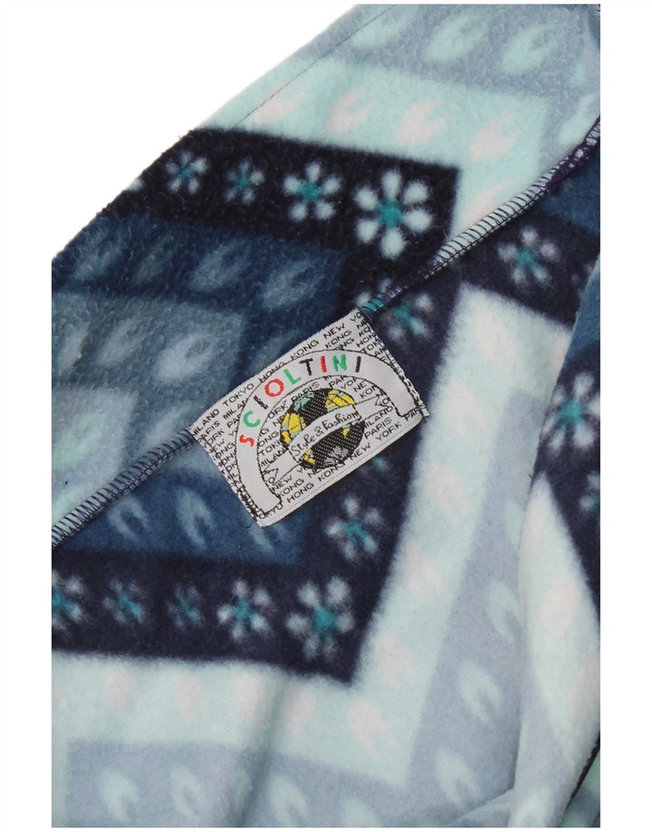 Vintage Mens Fleece Jacket UK 40 Large Blue Geometric