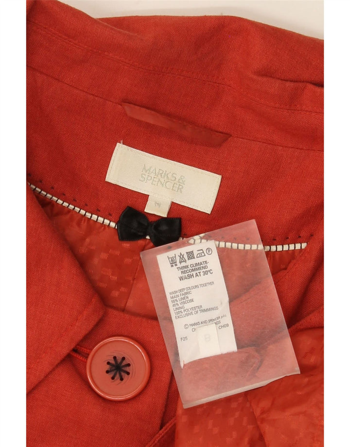 Marks & Spencer Girls 3/4 Sleeve Bomber Jacket 13-14 Years Red Linen