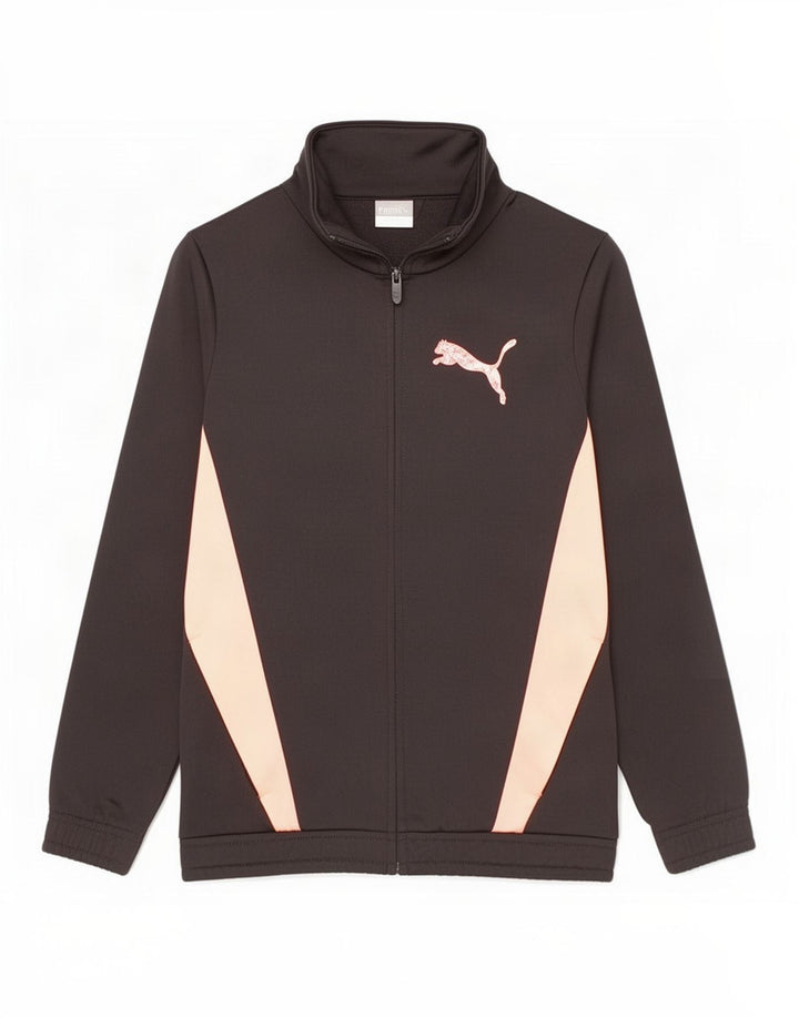 Puma Boys Graphic Tracksuit Top Jacket 9-10 Years Black Colourblock