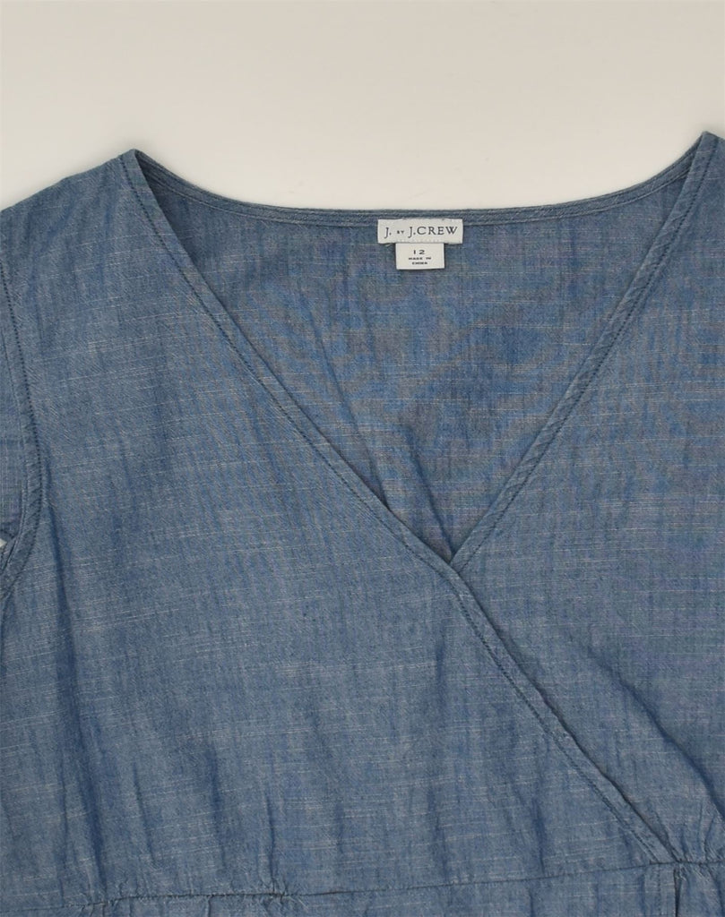 J. CREW Womens Short Sleeve Blouse Top US 12 Large Blue Cotton | Vintage J. Crew | Thrift | Second-Hand J. Crew | Used Clothing | Messina Hembry 