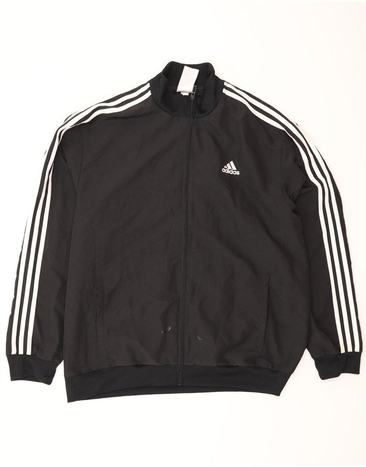 Adidas Mens Tracksuit Top Jacket Large Black Polyester