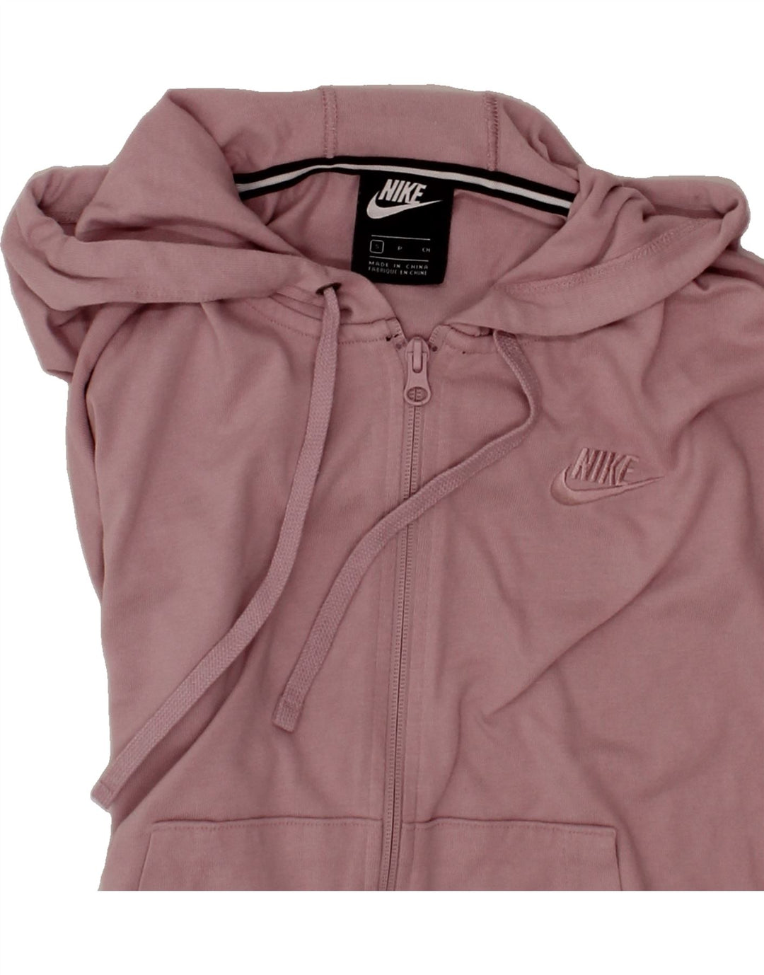 NIKE Womens Oversized Crop Zip Hoodie Sweater UK 10 Small Pink Polyester Vintage Nike and Second-Hand Nike from Messina Hembry 