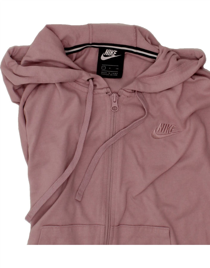 NIKE Womens Oversized Crop Zip Hoodie Sweater UK 10 Small Pink Polyester Vintage Nike and Second-Hand Nike from Messina Hembry 