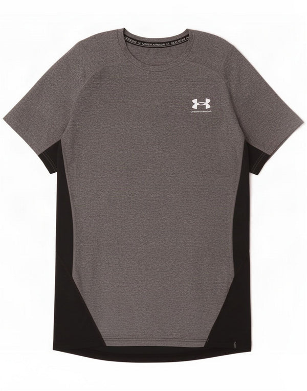 Under Armour Mens Heat Gear T-Shirt Top Small Grey Colourblock Polyester