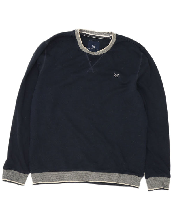 Crew Clothing Mens Sweatshirt Jumper Large Navy Blue Colourblock Polyester