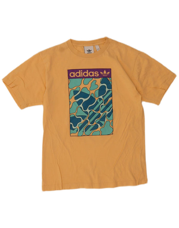 Adidas Mens Graphic T-Shirt Top Small Yellow Cotton