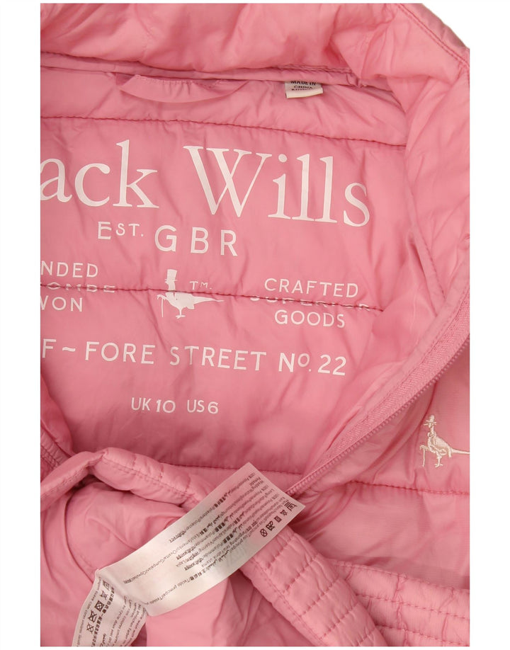 Jack Wills Womens Padded Jacket UK 10 Small Pink Polyamide