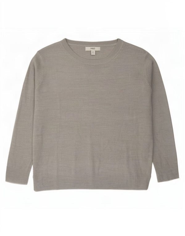 Marks & Spencer Womens Oversized Boat Neck Jumper Sweater UK 10 Small Grey
