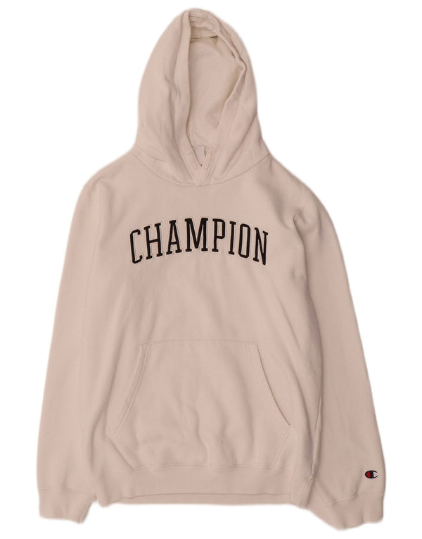 Champion Boys Graphic Hoodie Jumper 13-14 Years XL White Cotton