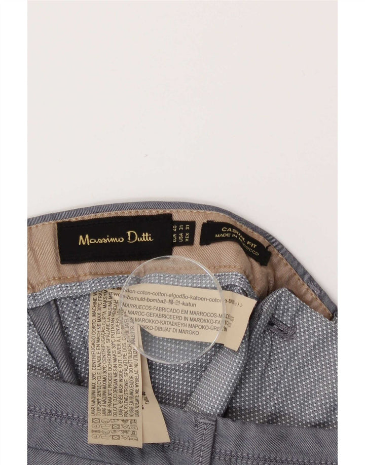 Massimo Dutti Mens Straight Chino Trousers EU 40 Medium W31 L30 Grey Cotton