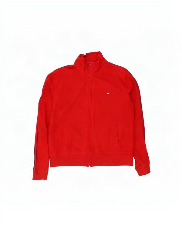 Tommy Hilfiger Womens Tracksuit Top Jacket UK 16 Large Red Cotton