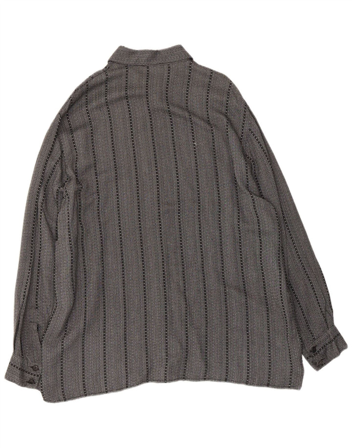 Trend Mens Shirt Medium Grey Striped Acetate