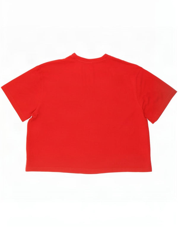 Adidas Womens Crop Oversized Graphic T-Shirt Top UK 28/30 3XL Red Cotton