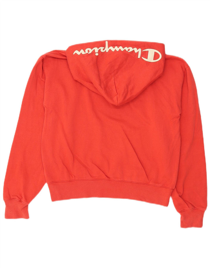 CHAMPION Womens Crop Graphic Hoodie Jumper UK 14 Medium Red Cotton