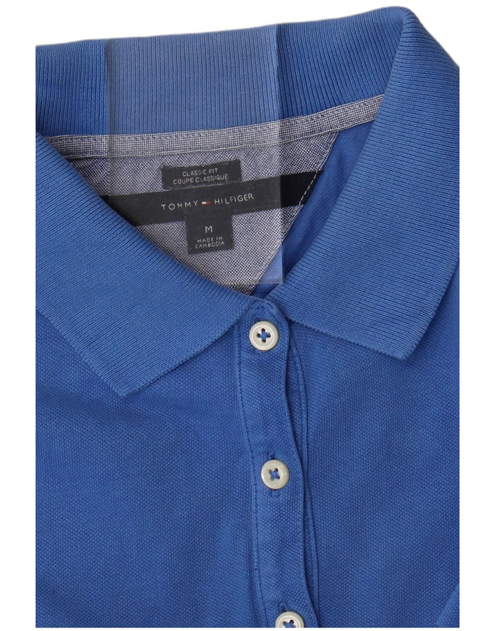 TOMMY HILFIGER Womens Classic Fit Polo Shirt UK 12 Medium Blue