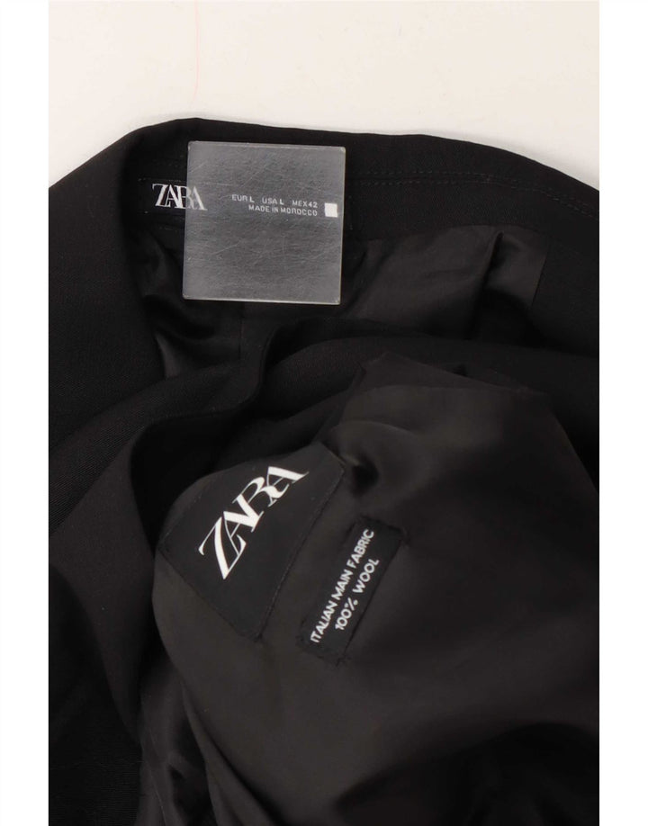 Zara Mens 2 Button Blazer Jacket UK 40 Large Black Wool