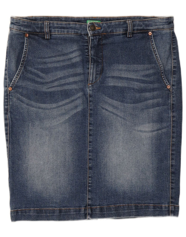 Benetton Womens Low Waist Denim Skirt W34 Large Blue